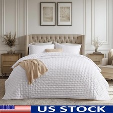 Soft Microfiber Quilt Set King All-Season Anti-Static Bedding Durable Comfort US