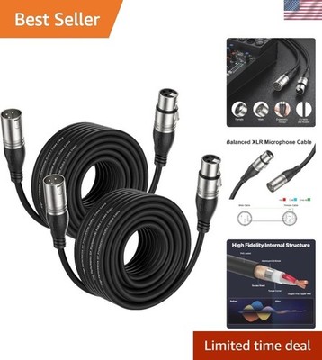 Versatile 50ft Black XLR Cable for Microphones and Speakers   2  Cables