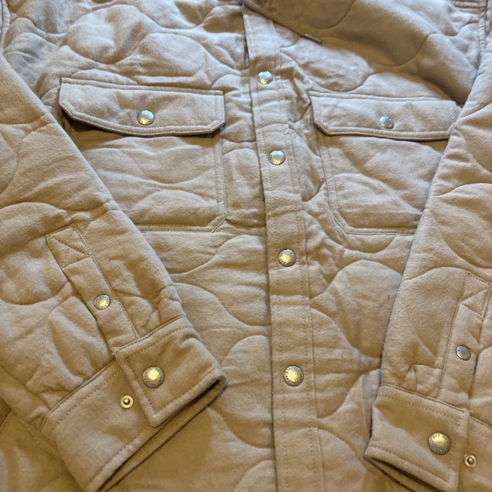 Chaqueta acolchada beige L BDG Urban Outfitters para hombre frontal a presión Foto 4 de 4