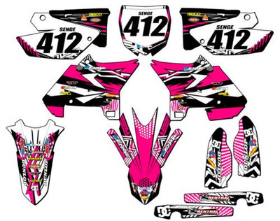 2008-2014 Passt Für UFO RESTYLE YZ 250 2-TAKT MAYHEM Pink Senge Grafikset Com...
