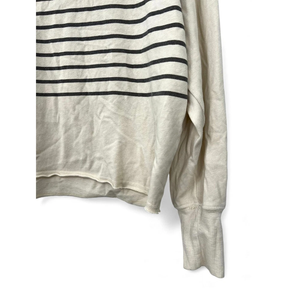 Sundry XS Long Sleeve Tee T-shirt Top Striped sweatshirt cream grey cotton Crop - Image 3 of 4