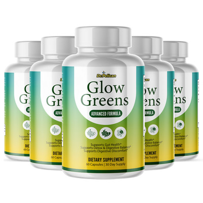 Glow Greens- Digestive Support- 5 Bottles- 300 Capsules