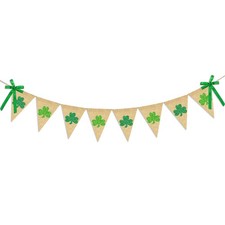 Glitter Shamrock Garland Banner Burlap  Rustic St. Patricks Day Shamrock Gar...