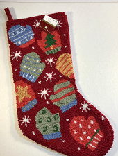 Punch Embroidery Christmas Stocking Mittens Snowflakes Felt December Home