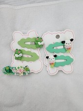 Handmade Green Single cute dog/frog head hair clip - 5 items