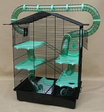 Gabbia per Roditori XXL con Accessori Tunnelsystem Nero/Turchese Topo Criceto