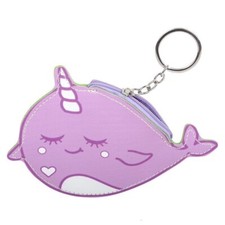 6.5" Narwhal Coin Purse Purple Cute Ocean Gift Keychain
