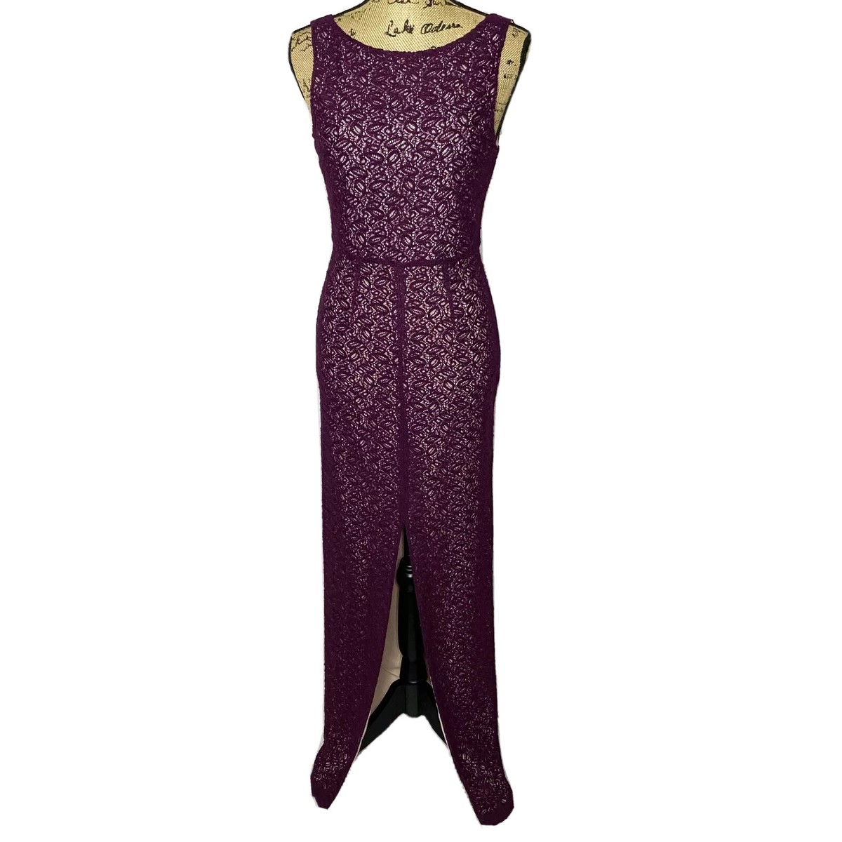 Alice + Olivia Lace Dress 4 Magenta Pink Purple Sleeveless Maxi Gown