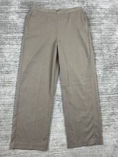 Alfred Dunner Pants Womens 12 Beige Solid Pull On Elastic Waist Polyester Blend