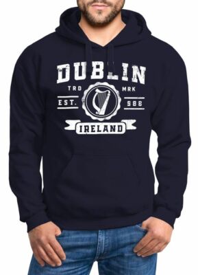 Hoodie Herren Dublin Irland Retro Design Print Aufdruck Kapuzen-Pullover Männer