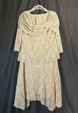 Sz L MSK Ladies Outfit Women’s Lined Metallic Gold Maxi Skirt & Top Preowned 