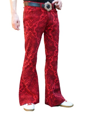 Mens RETRO FLARES Paisley Bell Bottoms Jeans Trousers Mens RETRO FLARES Paisley Bell Bottoms Jeans Trousers