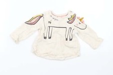 F&F M&auml;dchen T-Shirt beige Baumwollmischung Gr&ouml;&szlig;e 0-3 Monate - Einhorn