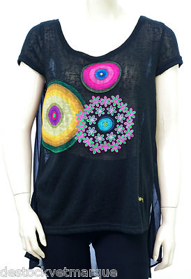 DESIGUAL TS Sonora Tee Shirt Tunika Damen 50T24F7 Farbe 2000 schwarz GRÖSSE XS