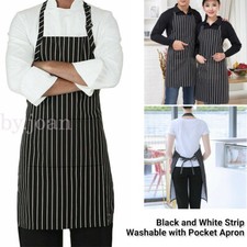Black and WHITE STRIPES Chef Apron Kitchen Cooking Catering Butcher