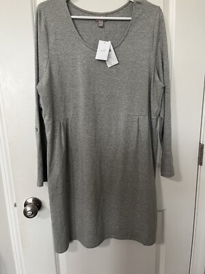 J.JILL NWT $89 long sleeve T shirt Dress Size Large Petite NWT heather gray