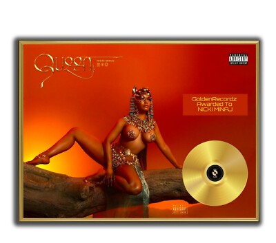Nicki Minaj Poster, Queen GOLD/PLATINIUM CD, gerahmtes Poster HipHop Rap WallArt