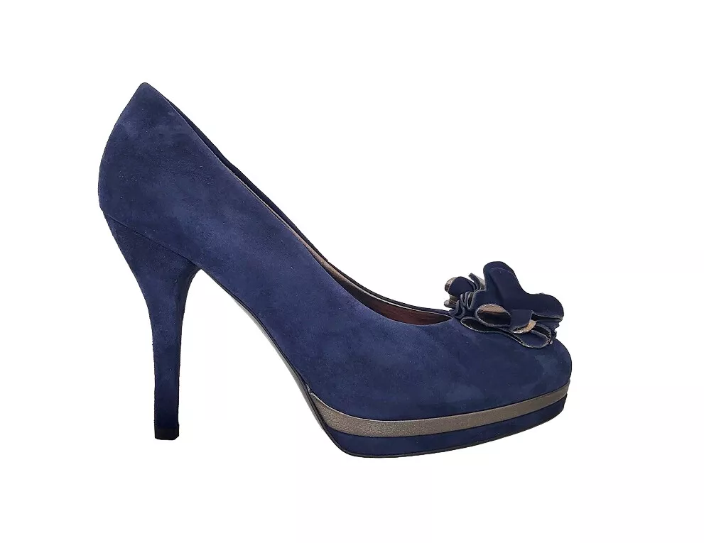 DECOLTE SCARPE DONNA GP PER NOY CAMOSCIO BLU MARINE TACCO ALTO