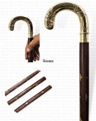 Bastone Da Passeggio Vintage In Legno Con Punta In Metallo – The House Of Vintage - Foto 4