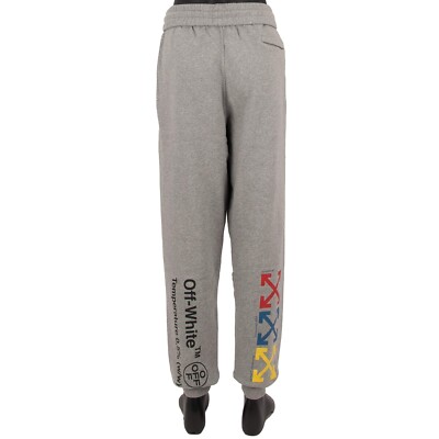 OFF-WHITE Virgil Abloh Sweatpants Jogger Hose Syringe mit Logo Print Zip Grau XL