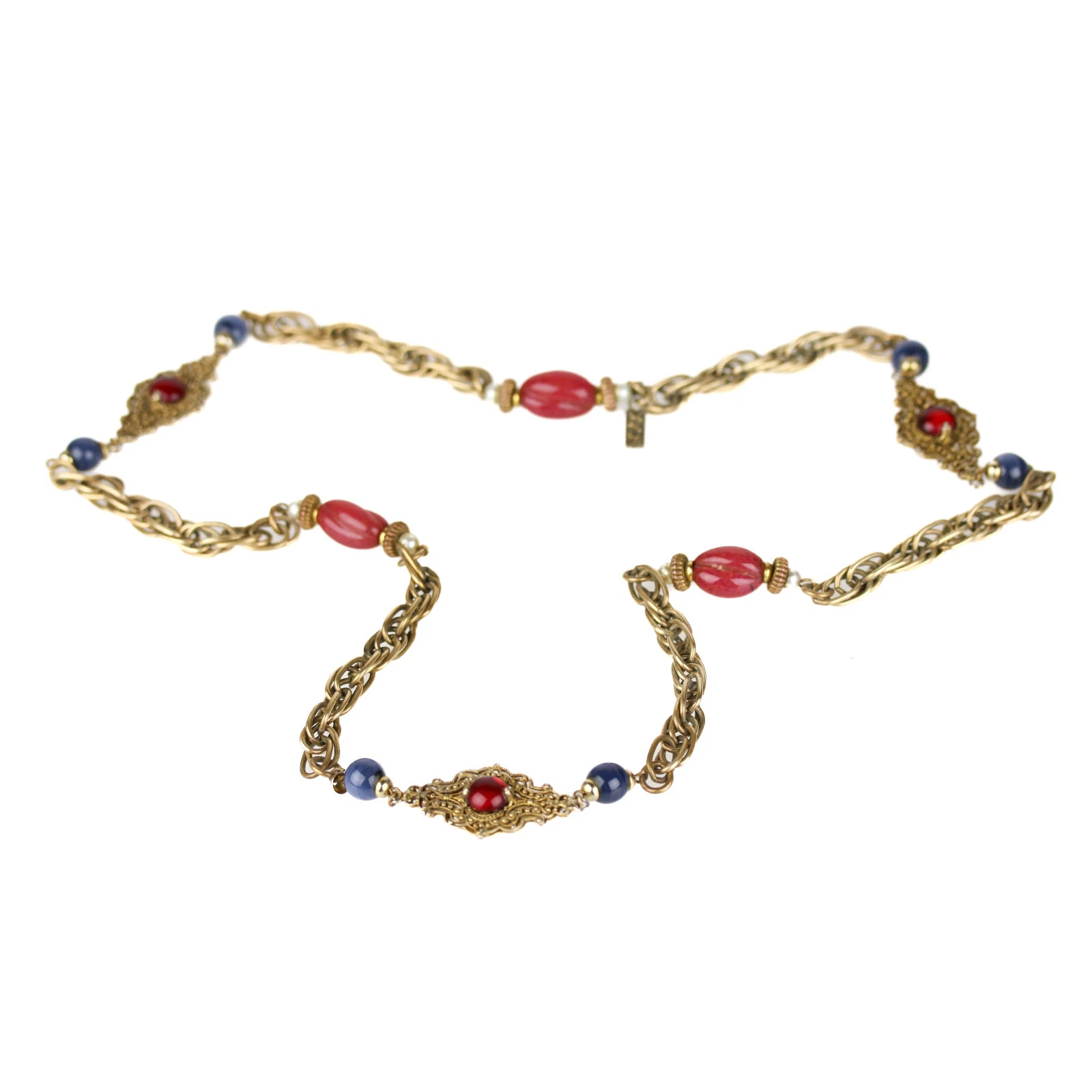 SAINT LAURENT (YSL) Collana Vintage Yves Saint Laurent YSL Etrusco Revival Vetro Stazione