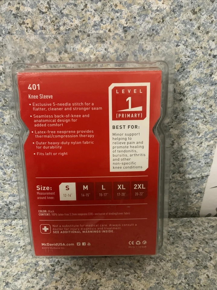 🦵 Soporte de rodilla de neopreno McDavid 401 talla 12-14” pequeño nivel 1 primario🆕 Foto 2 de 4