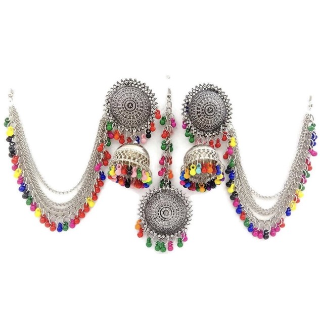 silver bahubali earrings