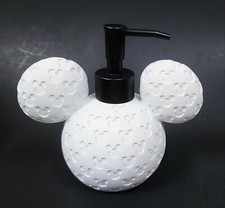NEW RESIN WHITE LOGO 3D MICKEY MOUSE DISNEY SPHERE SOAP DISPENSER,BLACK PUMP