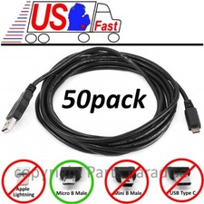 Lot50pk 10ft long USB Micro 5pin Digital Phone/Charger/Sync/Data Cable/Cord/Wire