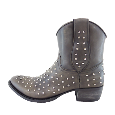 Damen Stiefeletten Grau SENDRA Cowboy Boots Stiefel Schuhe Leder Straß Gr  37 Neu