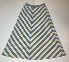 VTG Polo Ralph Lauren Silk Chevron Skirt Cream Blue Sailing Hong Kong Sz 12 READ