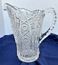 Vintage Imperial Glass Pitcher Daisy and Button EAPG Sawtooth Edge 8" G505, EUC