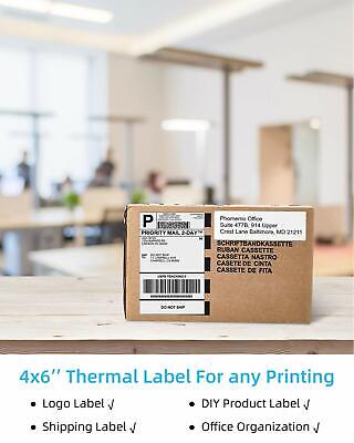 Phomemo 4 x 6 Thermal Shipping Paper Roll of 1000 Labels Self-adhesive  Mailing