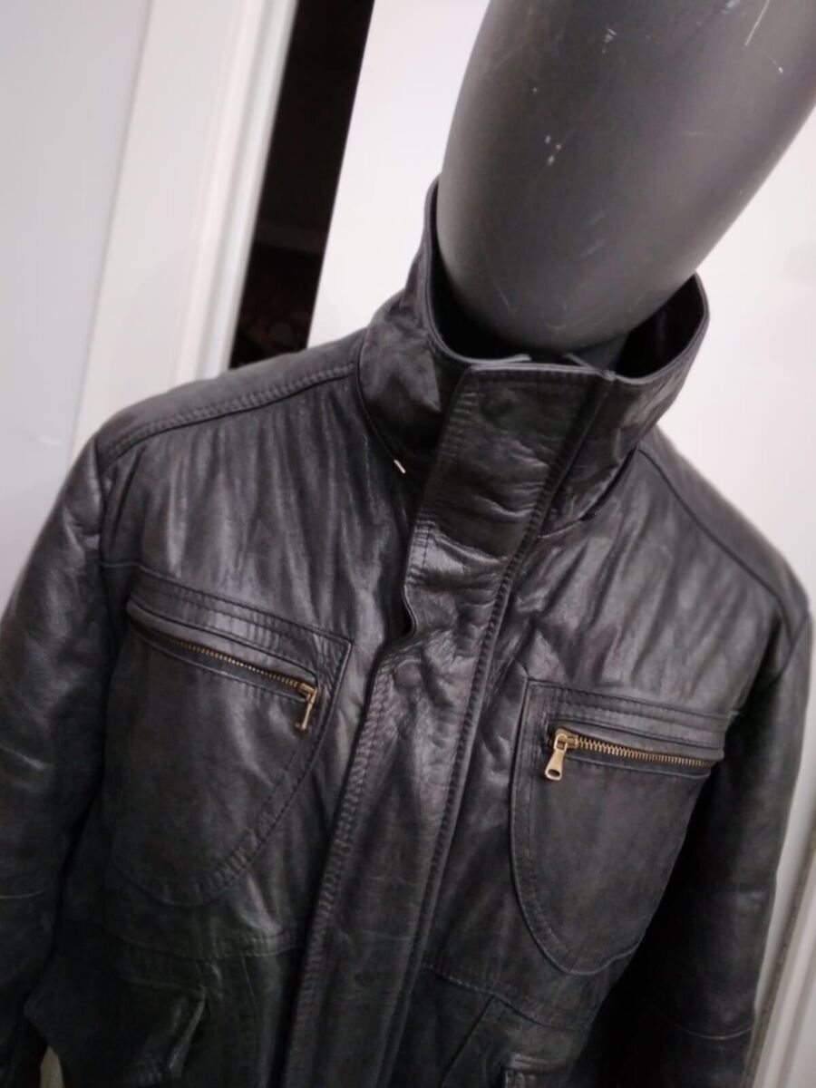 B. C Collection Leather Jacket Used Men Size 56 Black B. C Collection Leather Jacket Used Men Size 56 Black