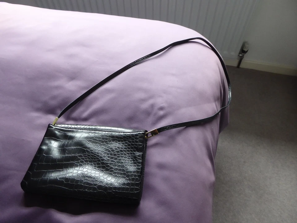 Black Faux Leather, Mock Croc Shoulder/Cross Body/Clutch Bag, H&M - Image 2 of 4