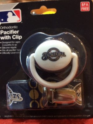 Milwaukee Pacifier MILWAUKEE BREWERS BABY PACIFIER WITH CLIP | eBay