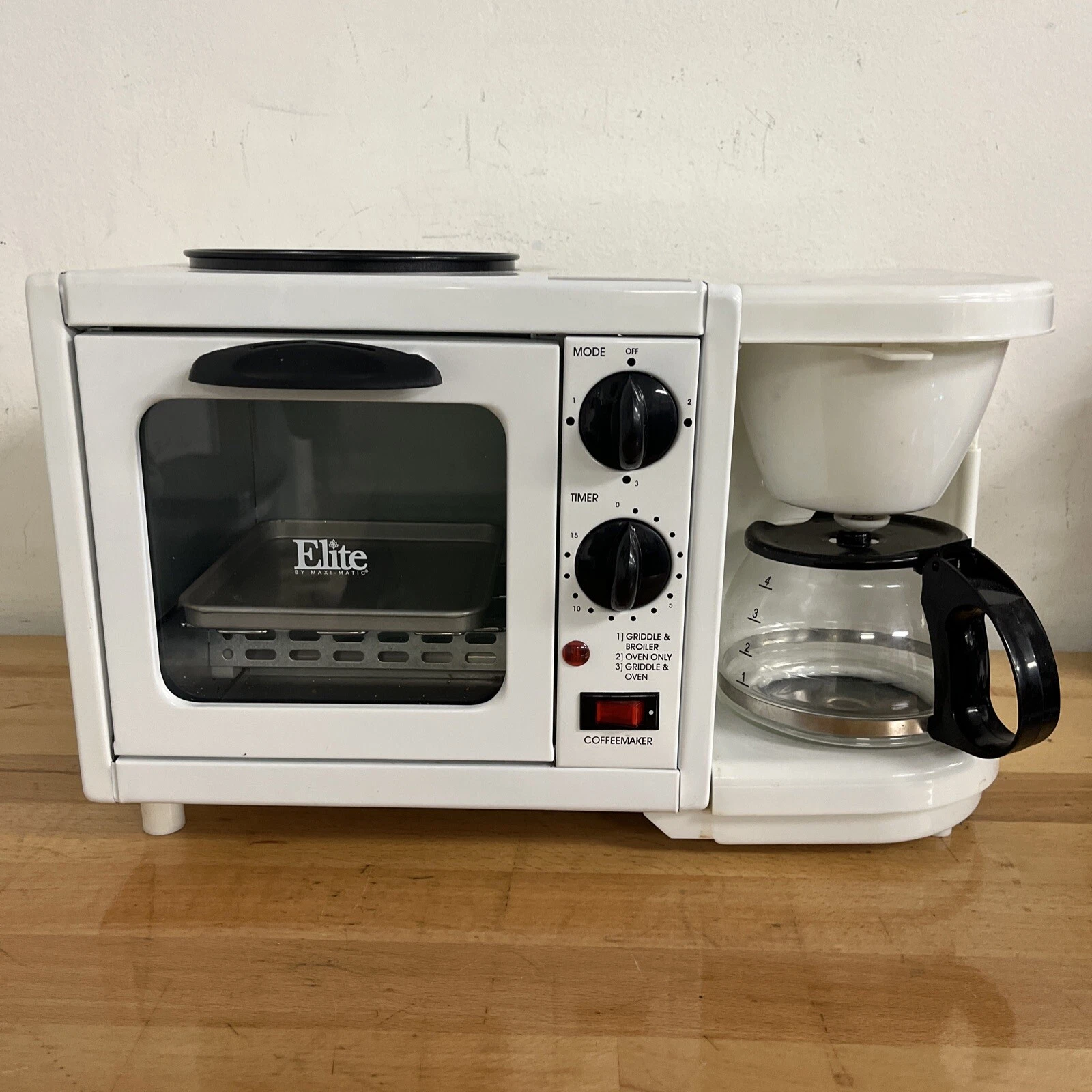 Elite 3-n-1 Breakfast Station Toaster Oven Coffee Maker - EBK-200
