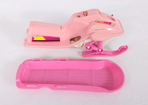 Vintage Barbie 1990 Winter Sports Playset Mattel Pink Snowmobile & Sled