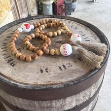 Wooden Garland With Tassels - Decorative Beads- 74  Long