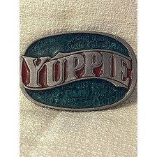 1986 C&J "Yuppie" Novelty Pewter Belt Buckle, Made in USA