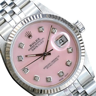 Rolex Datejust Womens Watch Steel Pink Mother Of Pearl Diamond