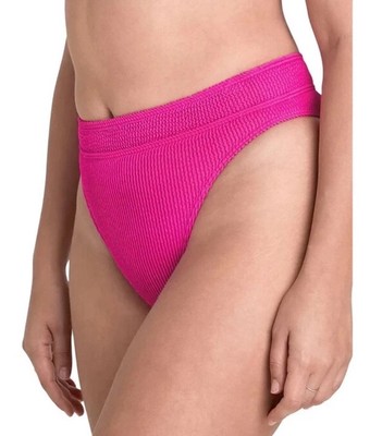 NEW BOND EYE Savannah Smocked Cheeky Bikini Bottoms OS Bright Pink