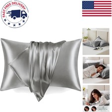 Luxurious Dark Grey Satin Pillowcases - Set of 2, King Size for Hair Skin
