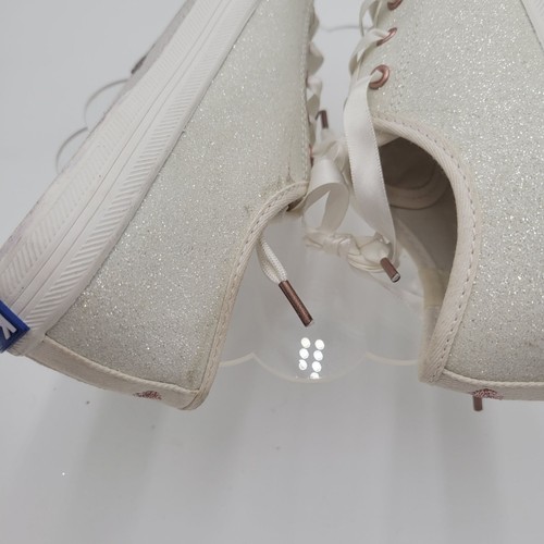 Sneakers donna Kate Spade Keds stringate glitter avorio oro rosa scintillante taglia 7,5 - Foto 10 di 12