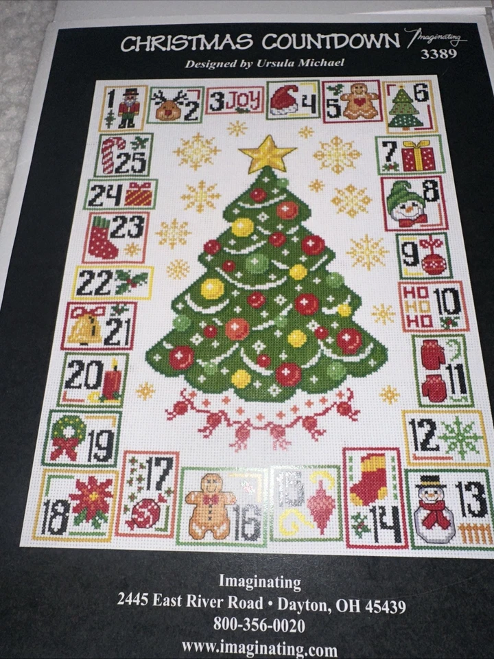 4 patrones de punto de cruz cuenta regresiva de Navidad, que haya paz, medias locas Foto 2 de 4