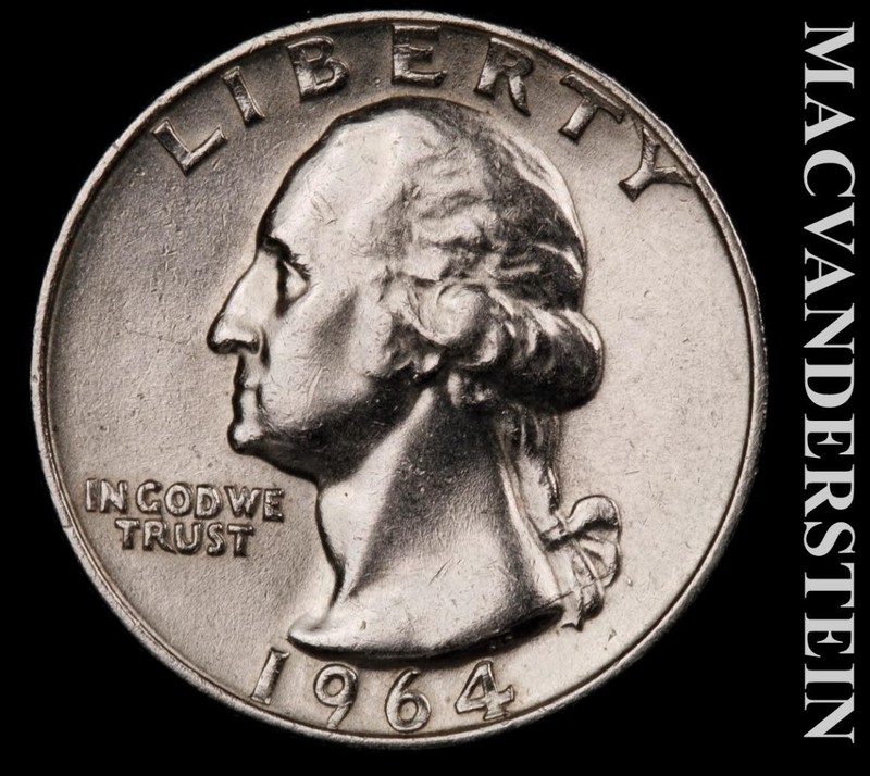 1964 Washington Quarter- Silver- Scarce High Grade Luster- No Reserve #L6926