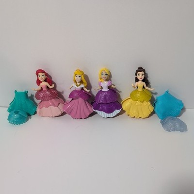 4 Disney Princess Royal Clips Dolls w/ Dresses & Extra Pieces - Not Complete 