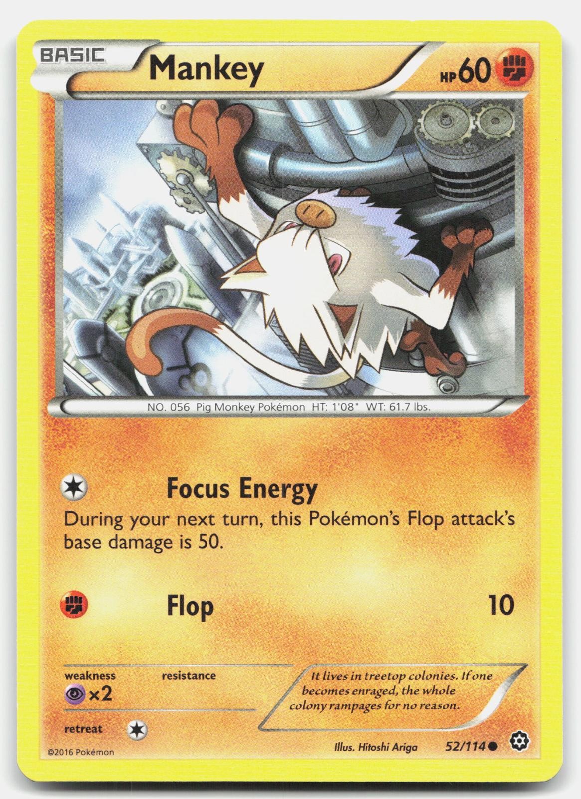 MANKEY 52/114 Common Steam Siege Pokemon Lightly Played