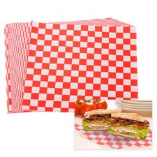 100Pcs Waxed Paper Sheets 7.1" x 7.1" Resistant Food Basket Liners, Red