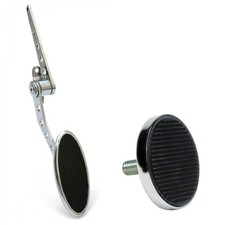 Oval Firewall Mount Gas Pedal, Round Brake Pad  Chromed Billet ASC7AD68